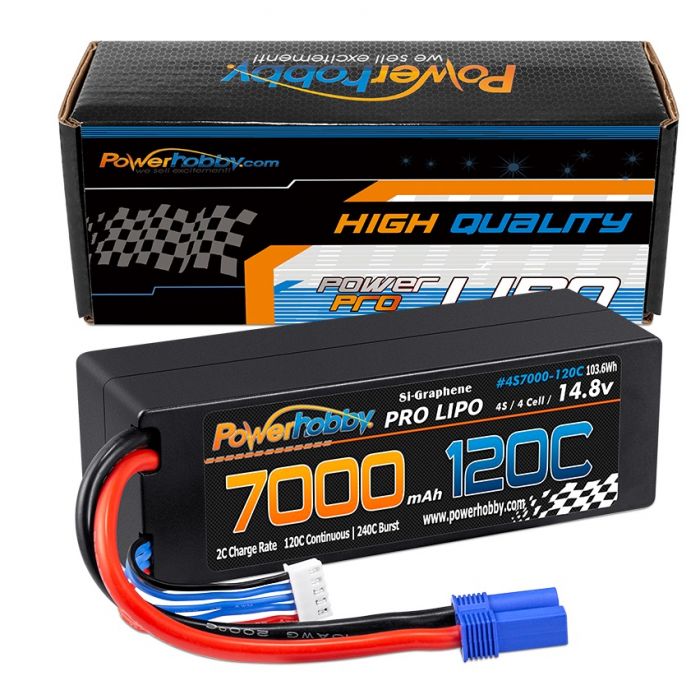 Power Hobby | 4S 14.8V 7000mAh 120C LiPo w/ EC5 Plug Hard Case | MPN: 4S7000120CEC5