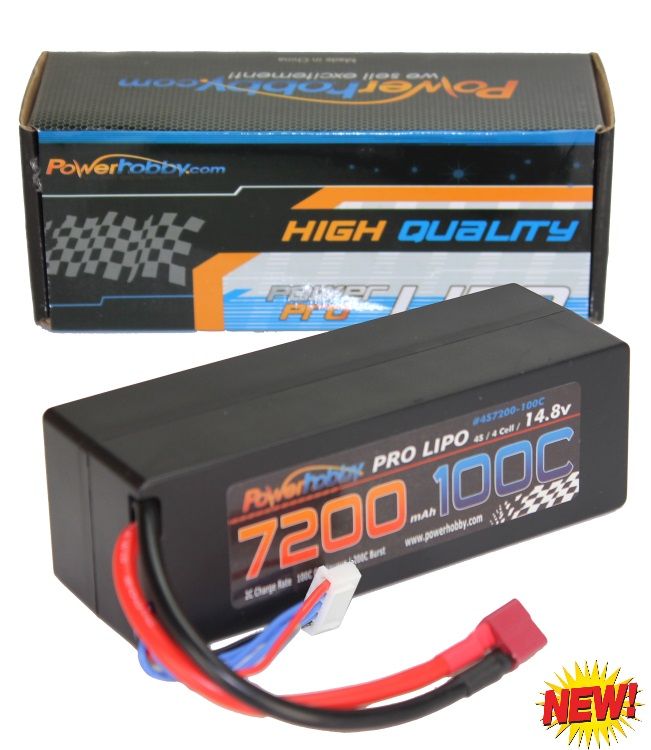 Power Hobby | 4S 14.8V 7200MAH 100C Lipo Battery w Deans Plug Hard Case | MPN: 4S7200100CDNSHCS