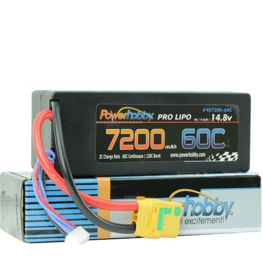 Power Hobby | 4S 14.8V 7200MAH 60C w/ XT90 Hard Case | MPN: 4S720060CXT90HCS