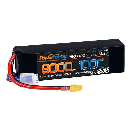 Power Hobby | 4s 8000mah 100c Lipo Battery w/XT60 Plug + Adapter | MPN: 4S8000100XT60