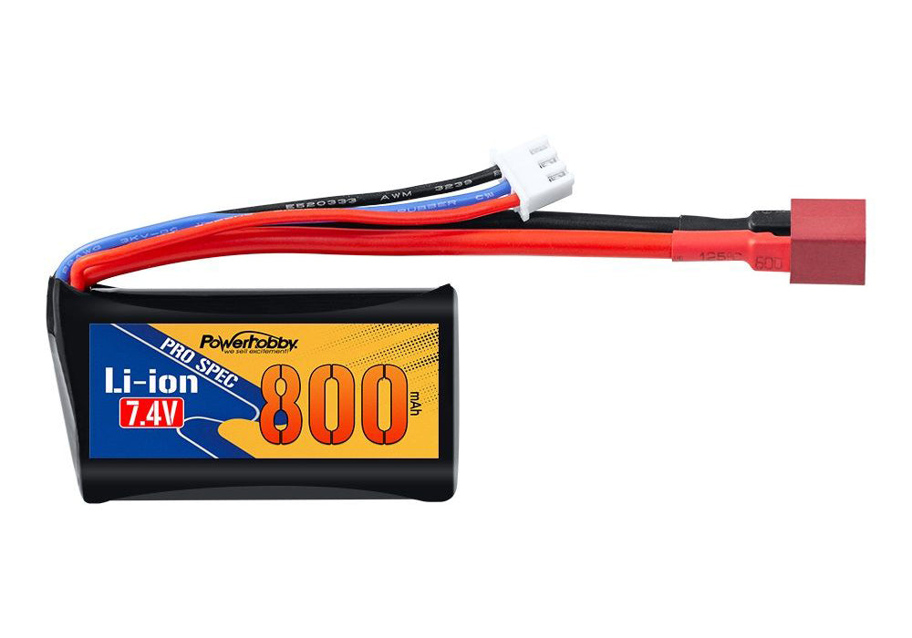 Power Hobby | Li-ion 7.4V 800mAh Battery with Deans Plug: Blackzon | MPN: PH2S800MAH14500