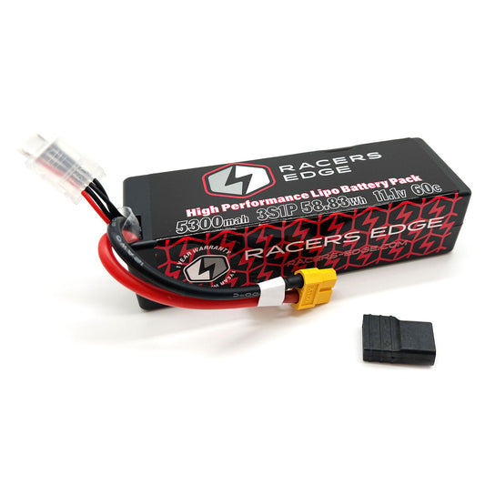 Racers Edge | 5300mAh 3S 11.1V 60C Hard Case Lipo Battery XT60 w/TRX Adapt | MPN: LP53003S60T
