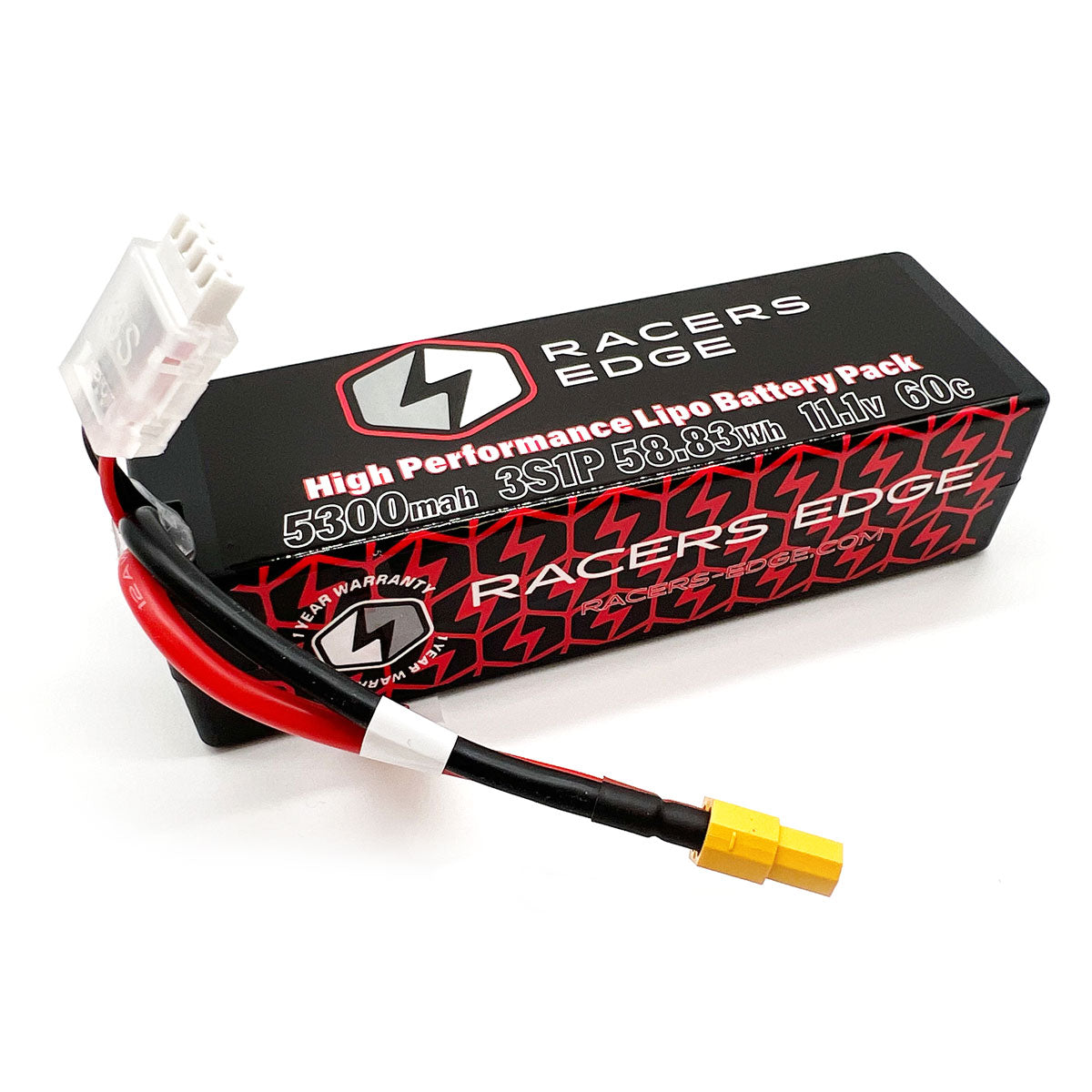 Racers Edge | 5300mAh 3S 11.1V 60C Hard Case Lipo Battery w/ XT60 Connector | MPN: LP53003S60XT60