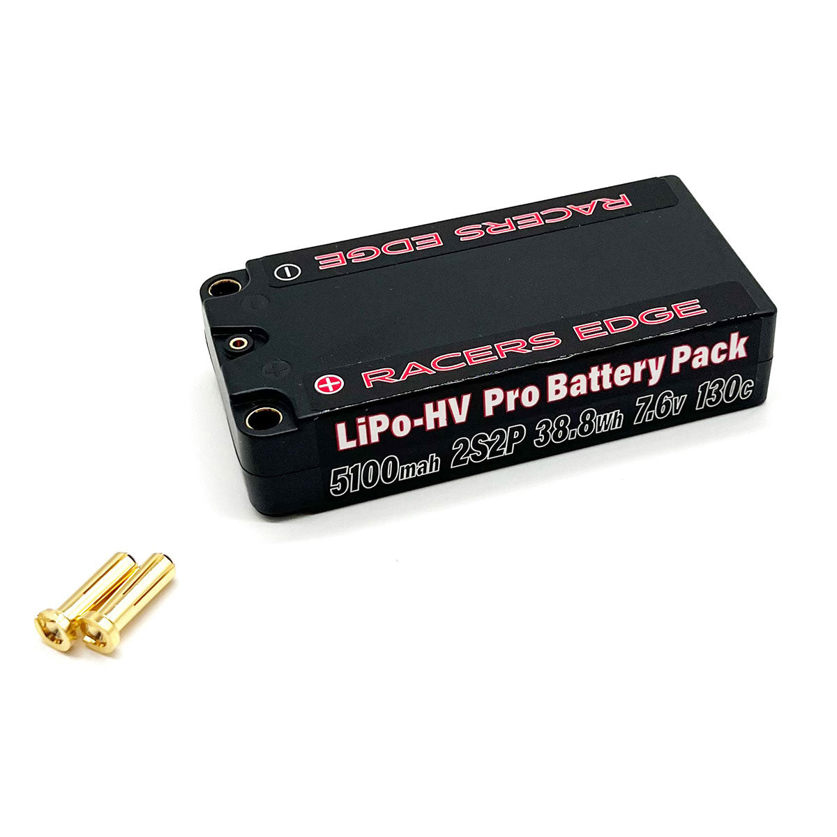 Racers Edge | 5100mAh 2S 7.6V 130C Shorty Hard Case Lipo w/5mm Bullet | MPN: PROLP51002S130