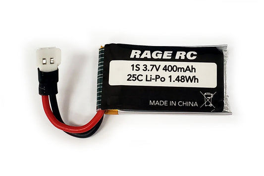 Rage R/C | 1S 3.7V 400mAh Lipo Battery; Tempest 600, Warbirds | MPN: A1189