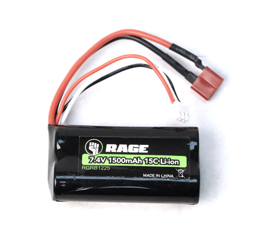 Rage R/C | 7.4V 2S 1500mAh Li-ion Battery; Black Marlin, BM EX | MPN: B1225