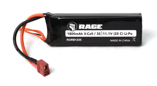 Rage R/C | 11.1V 3S 1800mAh 25C LiPo Battery with T-Plug | MPN: B1235