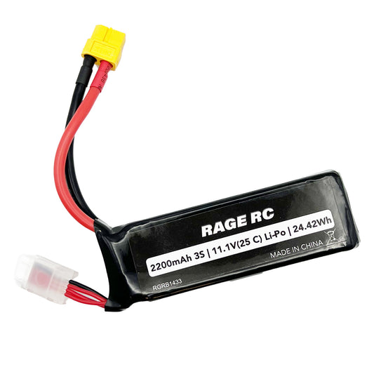 Rage R/C | 11.1V 3S 2200mAh 25C LiPo Battery with XT60 Connector | MPN: B1433