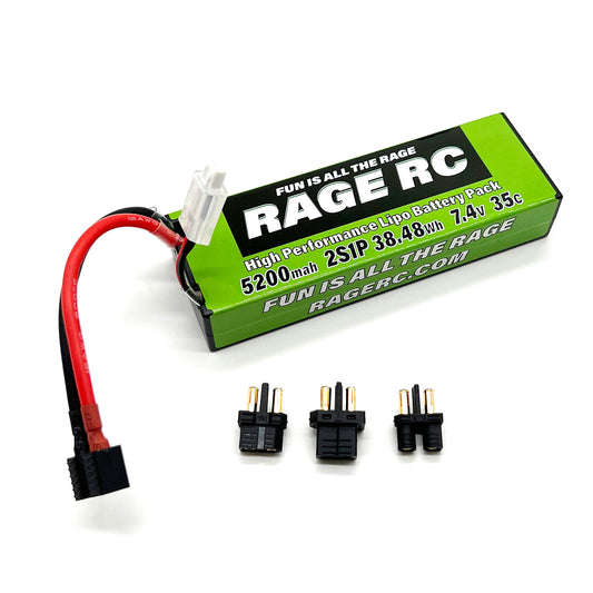 Rage R/C | 5200mAh 2S 7.4V 35C Hard Case LiPo Battery w/Uni Connector | MPN: LP52002S35U