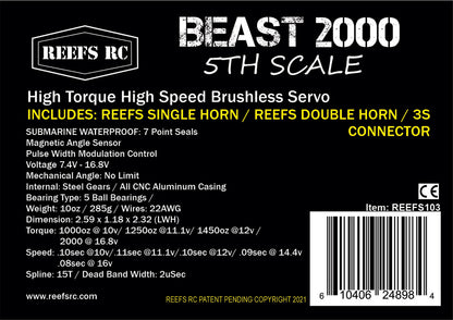 Reef's RC | Beast 2000 5th Scale Servo w/ Aluminum Horns & LiPo | MPN: REEFS103